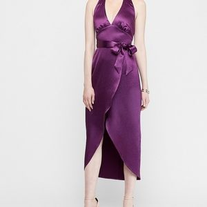 Textured Satin Wrap Hi-Lo Halter